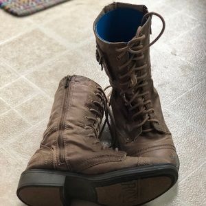 Roxy zipper combat boots with pocket.